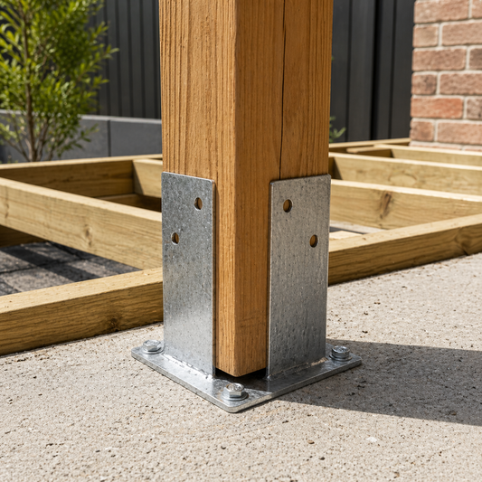 Bolt Down Post Support 90mm Galvanised – Steel Post Base Anchor