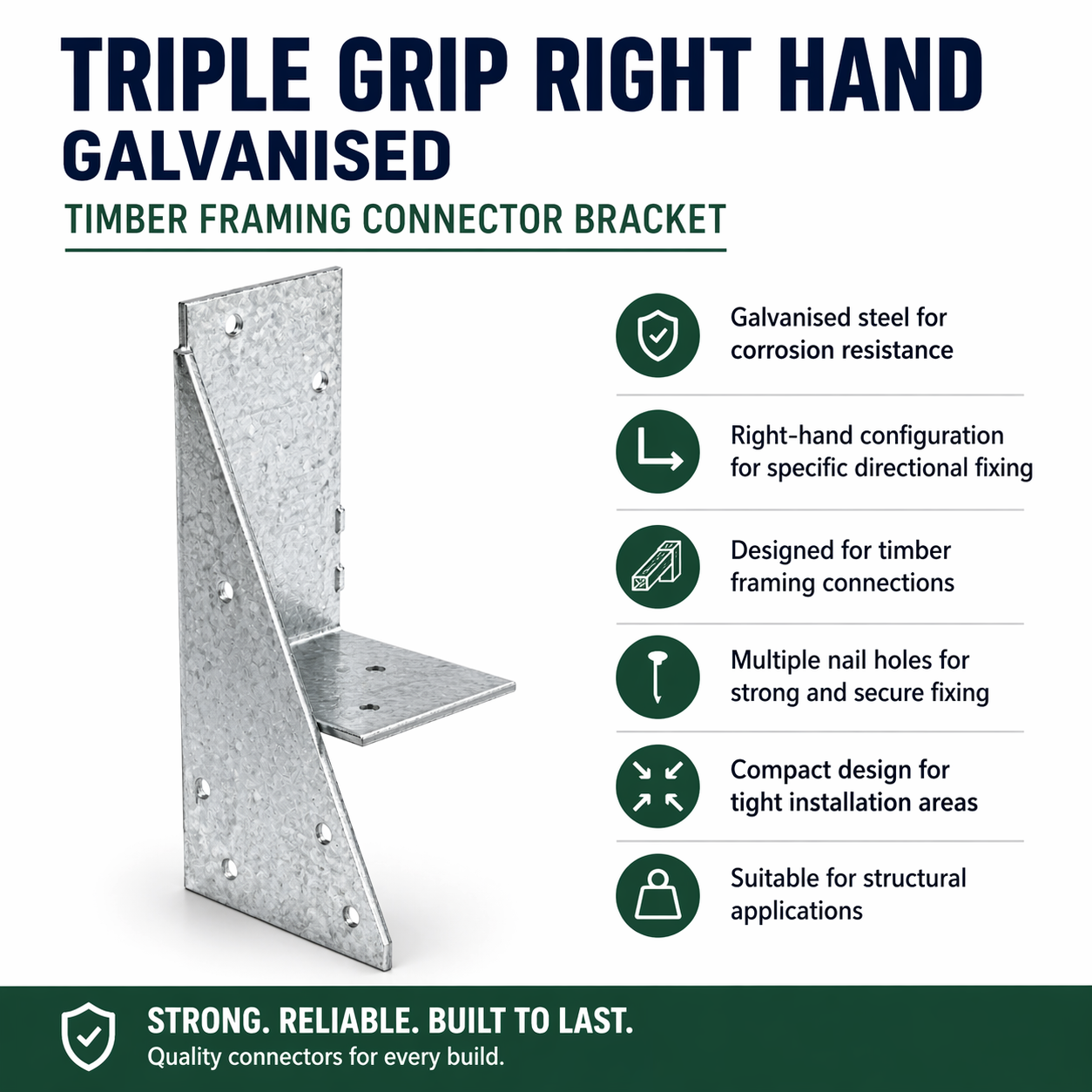 Triple Grip Right Hand Galvanised – Timber Framing Connector Bracket