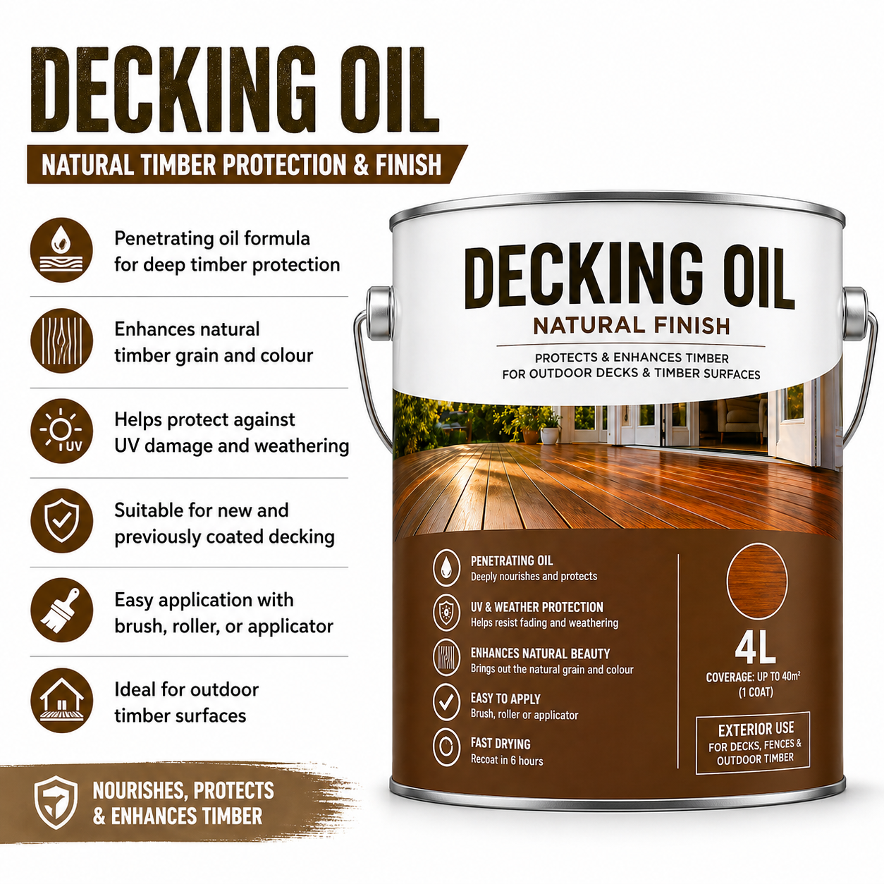 Decking Oil 4L - Natural Timber Protection & Finish