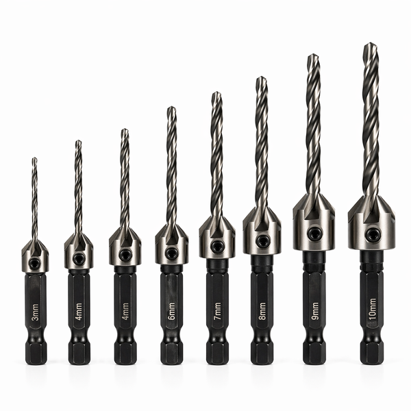 Countersink Drill Bit Set 8 Piece – HSS Tapered Bits for Timber – decks ...