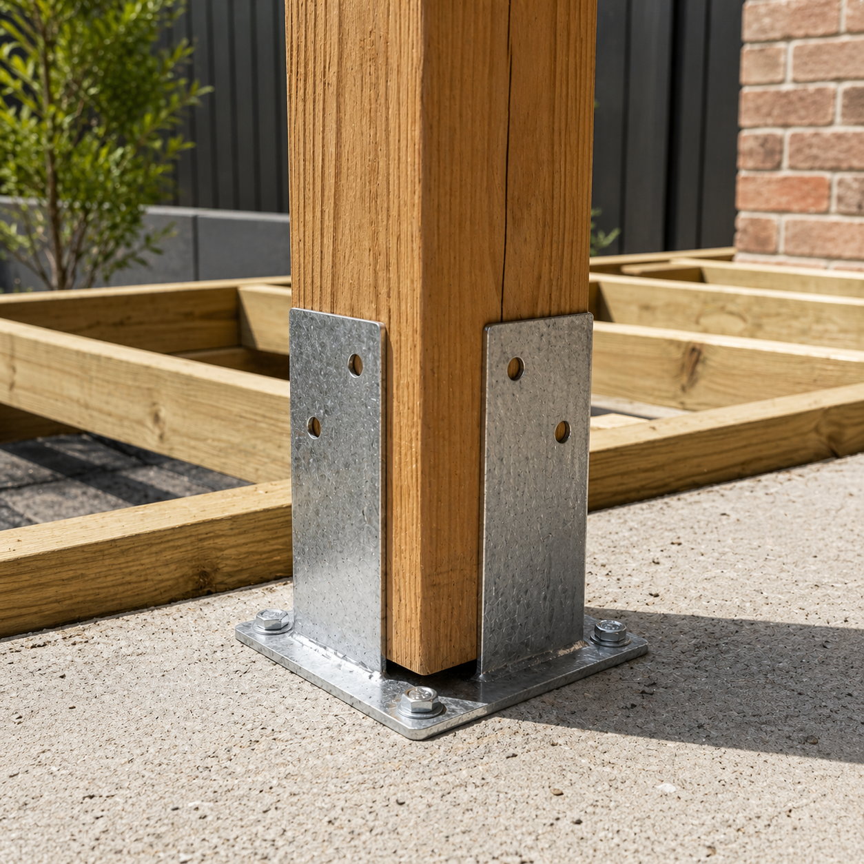 Bolt Down Post Support 90mm Galvanised – Steel Post Base Anchor