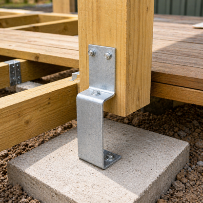 Concrete Footing Brackets - Steel Post Supports for Deck Foundations