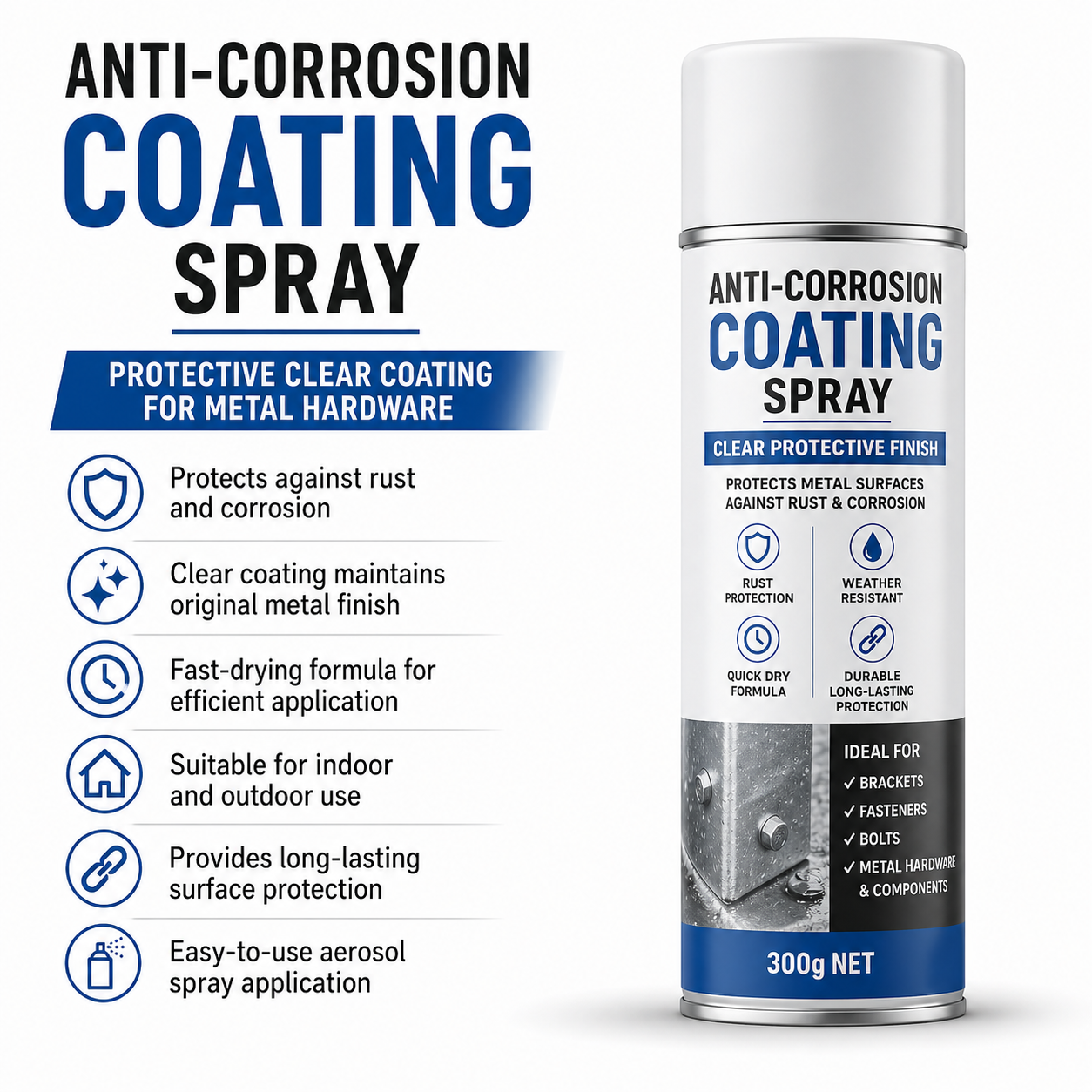 Anti-Corrosion Coating Spray 300g – Protective Clear Coating for Metal Hardware