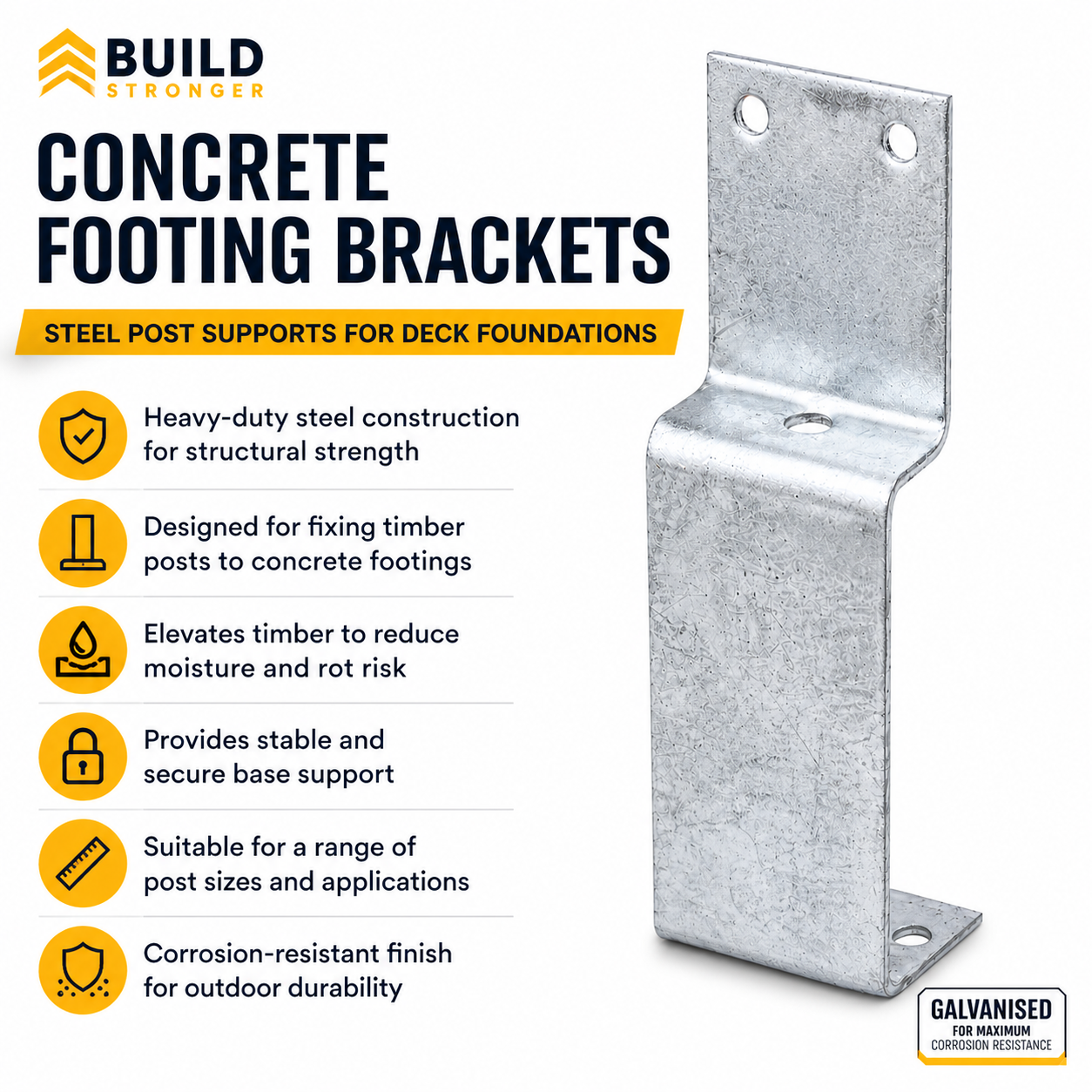 Concrete Footing Brackets - Steel Post Supports for Deck Foundations