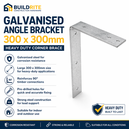 Galvanised Angle Bracket 300 x 300mm – Heavy Duty Corner Brace